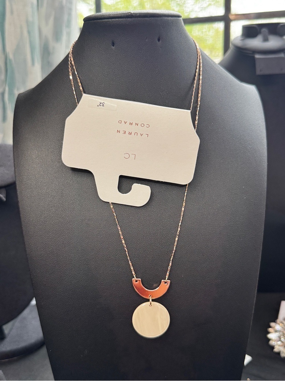 LC Lauren Conrad Rose Gold Layered Disk Necklace with Pink Accent